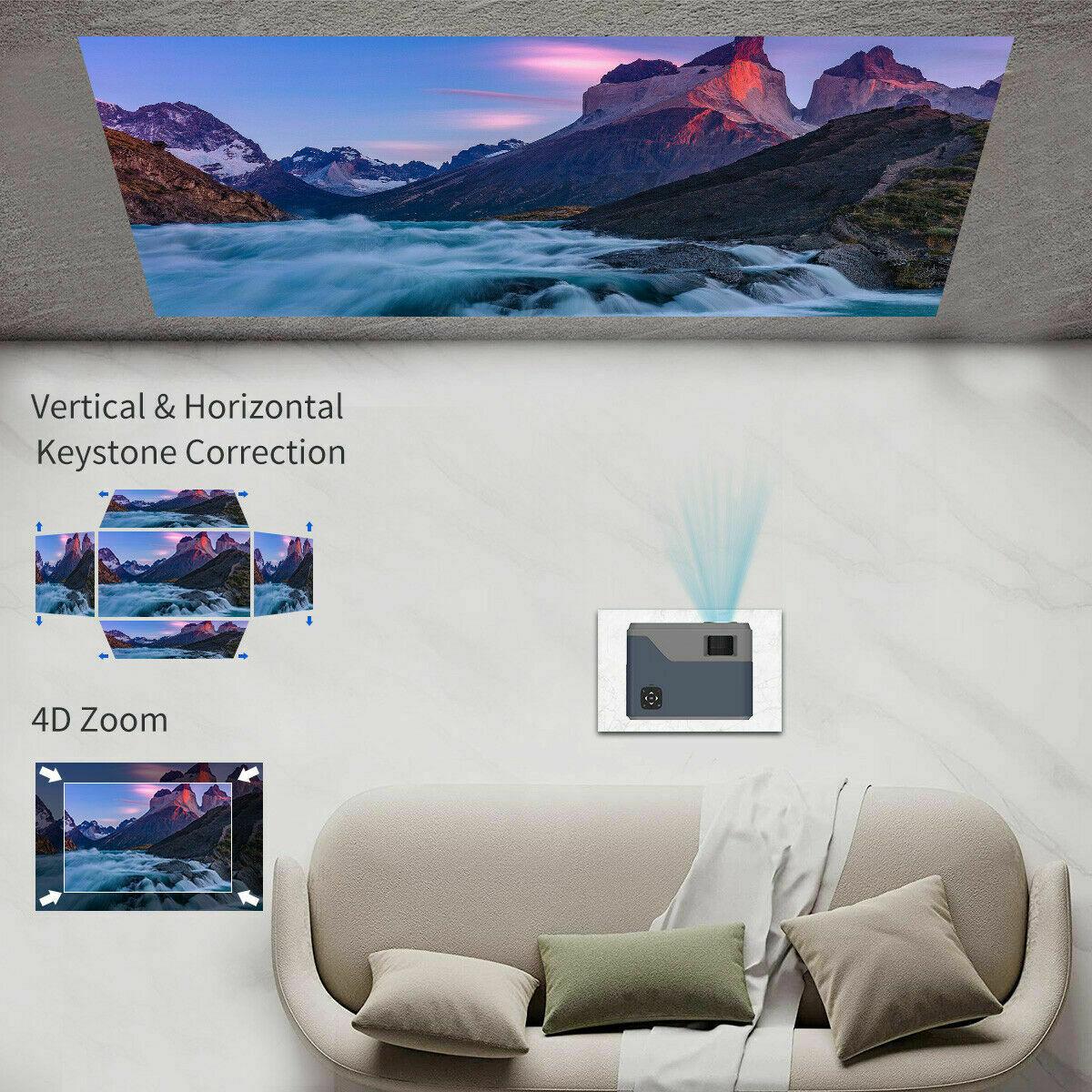 native 1080p smart home cinema projector android9.0 bt wifi daytime av tv stick
