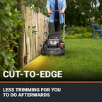 Cordless Lawn Mower, 17" Electric Mower Cuts to Edge, Compact &amp; Lightweight Push Lawn Mower with 6-Position Height Adjustment for Medium Size Yards, 2 Batteries &amp; Charger Included, WG745