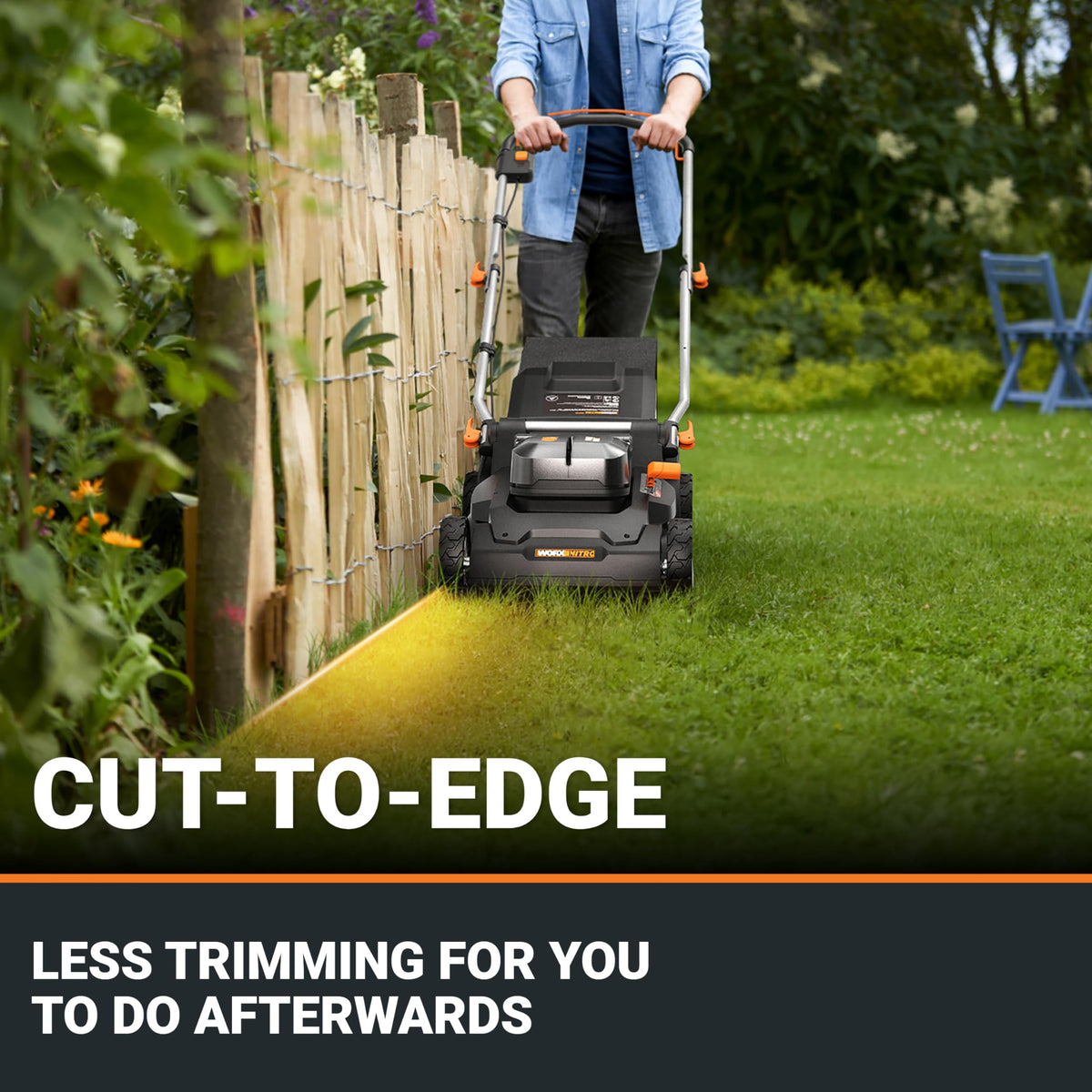Cordless Lawn Mower, 17" Electric Mower Cuts to Edge, Compact &amp; Lightweight Push Lawn Mower with 6-Position Height Adjustment for Medium Size Yards, 2 Batteries &amp; Charger Included, WG745