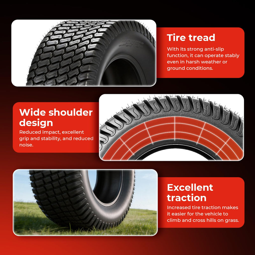 20x10.00-8 Lawn Mower Tires, 4 Ply Tubeless, Set of 2 | 20x10-8, 4PR, Turf-S Tread, Fits Riding Mowers, Lawn/Garden Tractors &amp; Golf Carts, Utility Vehicles, 2-Pack