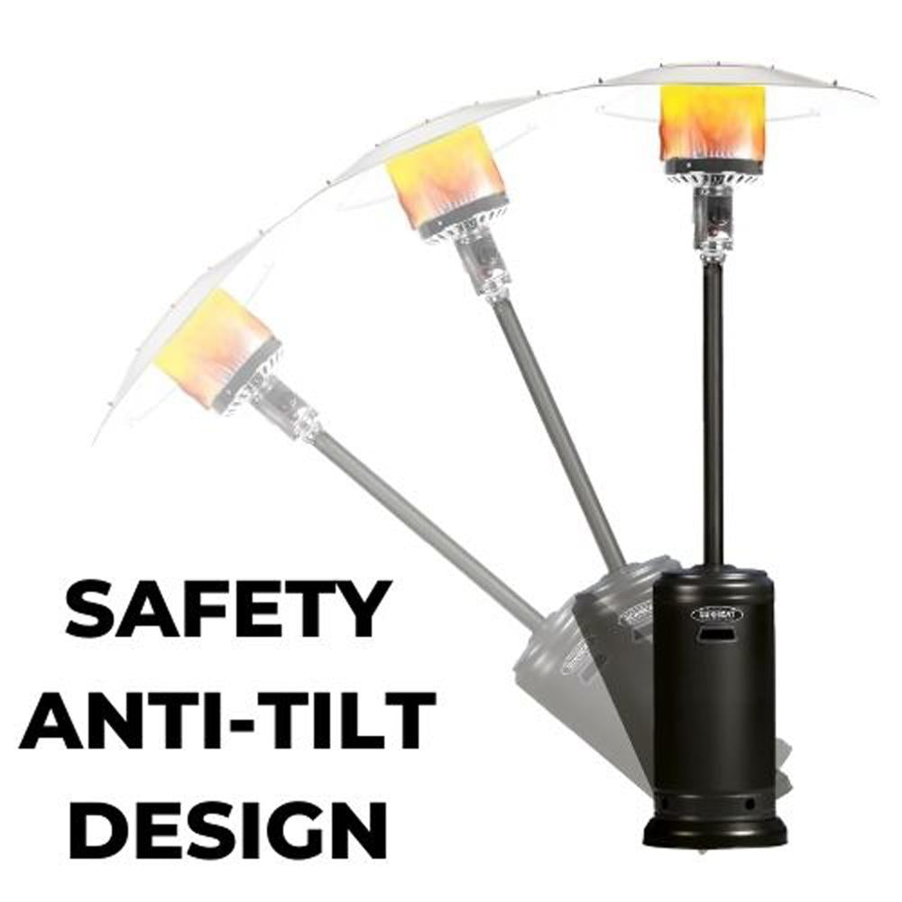 SUNHEAT 99607 46,000 BTU Umbrella Propane Patio Heater Black Bundle with 1 Year Extended Protection Plan