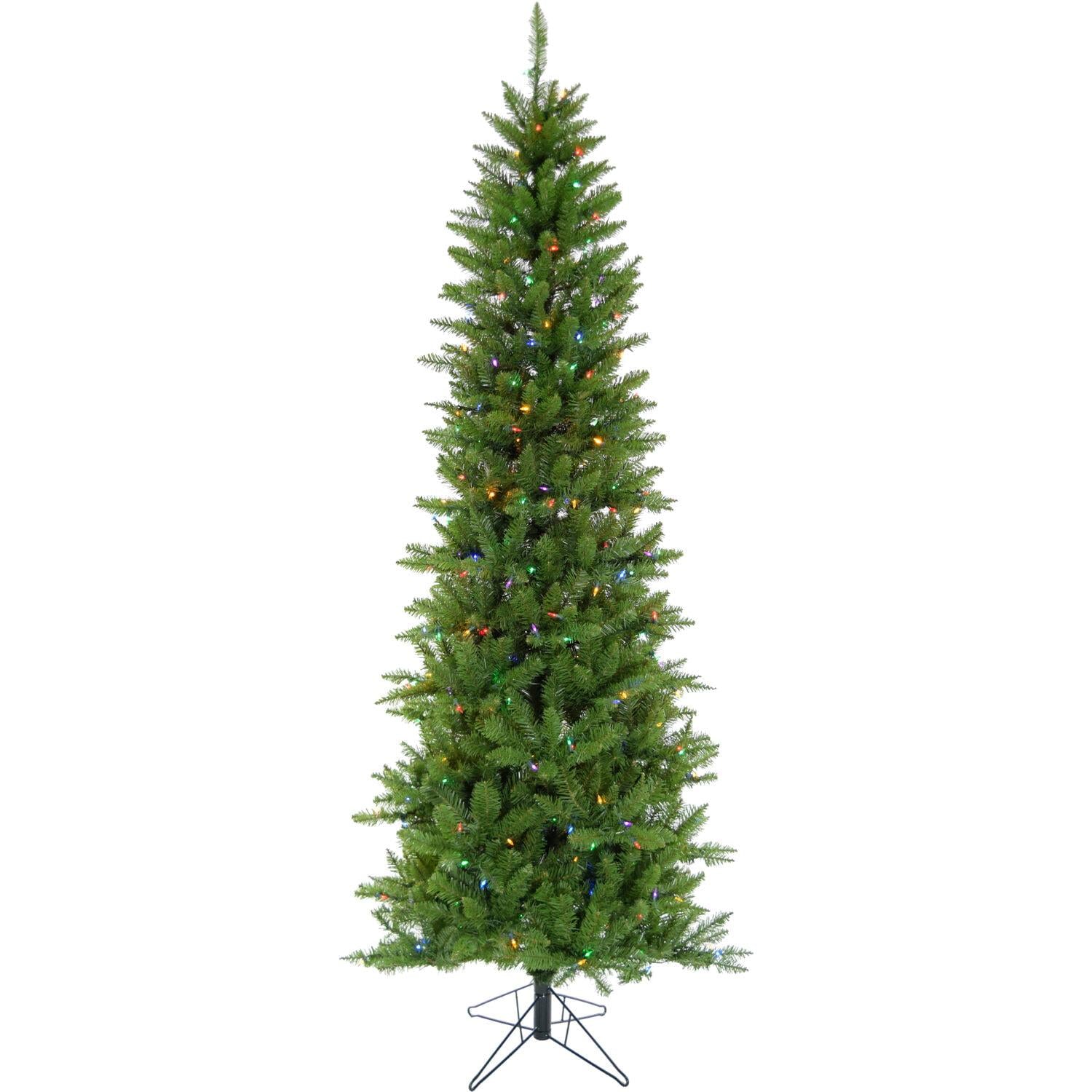 Christmas Time 6.5-Ft Prelit Winter Wonderland Slim Green Christmas Tree with EZ Connect Multi Color LED Lights