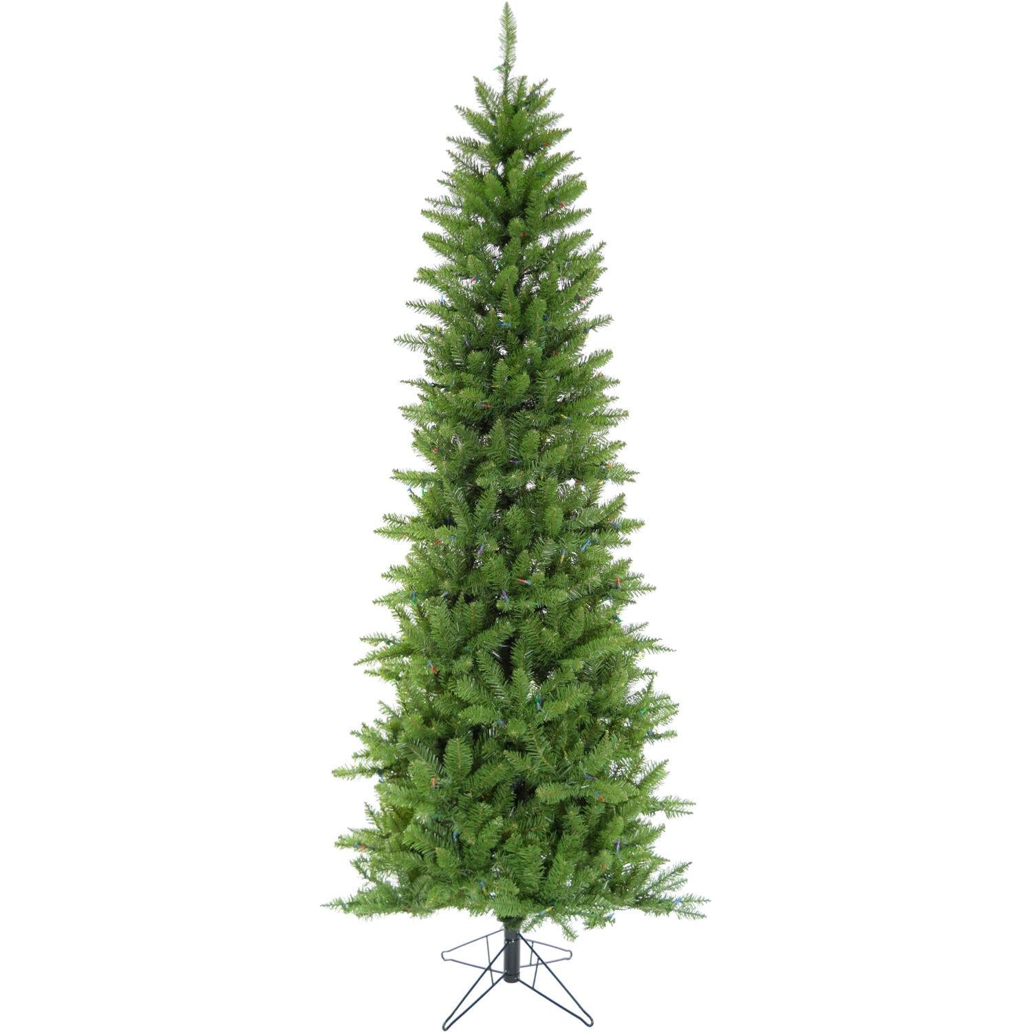 Christmas Time 6.5-Ft Prelit Winter Wonderland Slim Green Christmas Tree with EZ Connect Multi Color LED Lights
