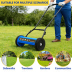 16-Inch Reel Lawn Mower with Tool-Blade Adjustment, 5-Blade Manual Push Lawn Mower, 5-Position Height Adjustable Hand Push Reel Mower