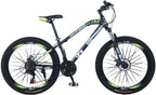 26 Inch Mountain Bike Hybrid Bikes Kids Bike, 21 Speed Suspension Fork Mountain Bicycle, Dual Disc Brake Aluminum Frame City Bikes, Fits for Men and Women, Black/Yellow