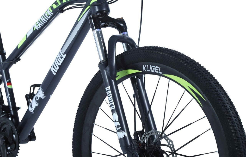 26 Inch Mountain Bike Hybrid Bikes Kids Bike, 21 Speed Suspension Fork Mountain Bicycle, Dual Disc Brake Aluminum Frame City Bikes, Fits for Men and Women, Black/Yellow