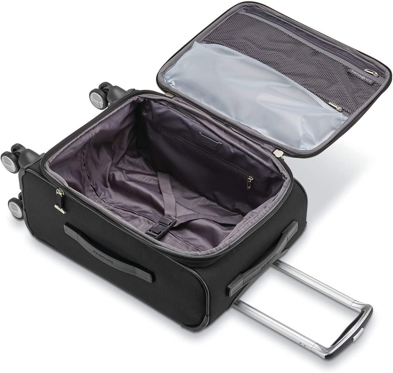Solyte DLX Softside Expandable Luggage with Spinner Wheels, Midnight Black, Carry-On 20-Inch