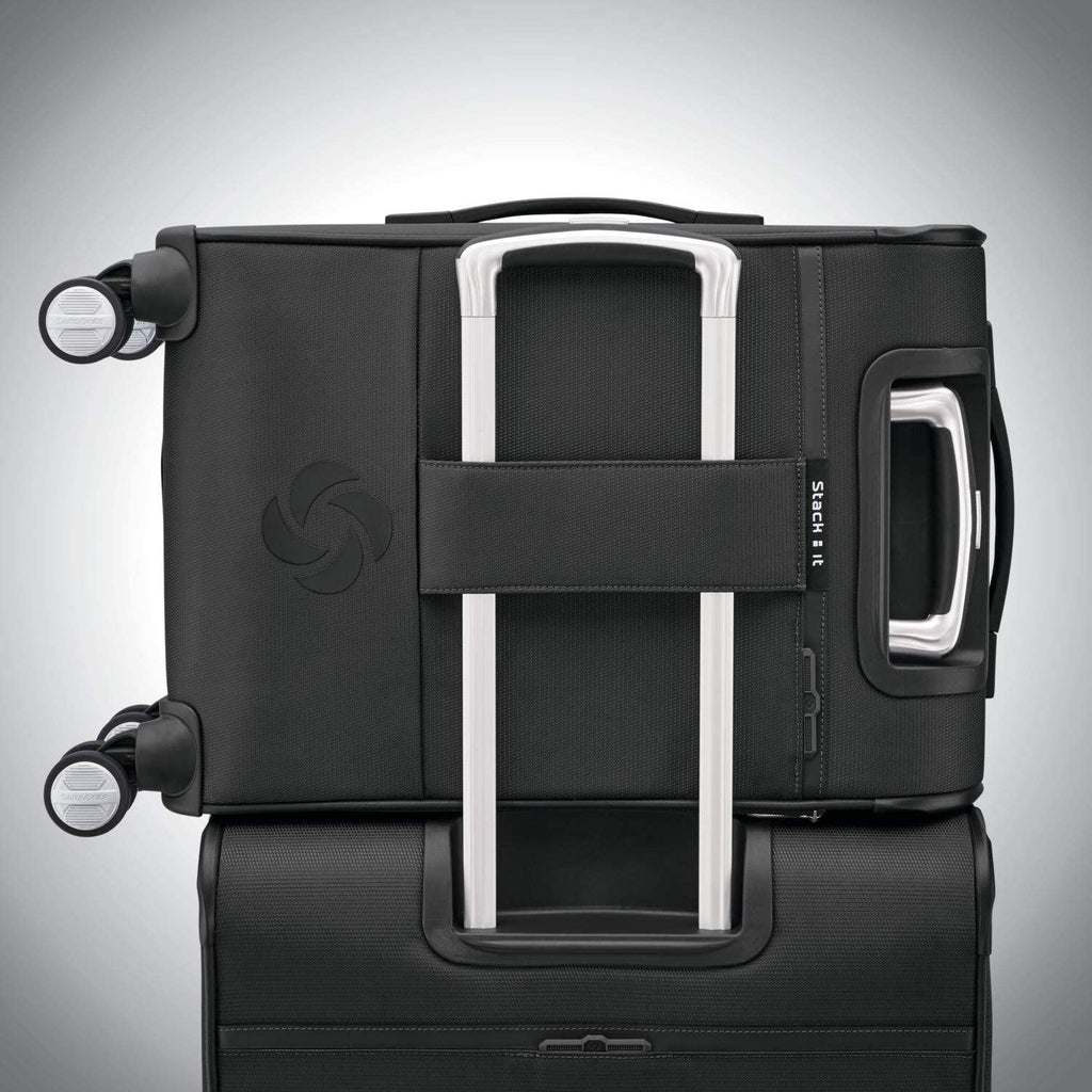 Solyte DLX Softside Expandable Luggage with Spinner Wheels, Midnight Black, Carry-On 20-Inch