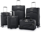 Solyte DLX Softside Expandable Luggage with Spinner Wheels, Midnight Black, Carry-On 20-Inch