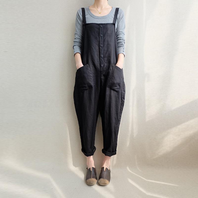 Casual Cotton Linen Breathable Plus Size Jumpsuit S-5XL