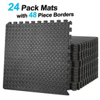 ZenSports 24PCS InterlocEVA Foam Tiles, Puzzle Exercise Mat, 3/4閳ユ瑢 Extra Thickness 閳 Home Gym Equipment Cushion for Workouts Protective Flooring 96 Sqft. Black