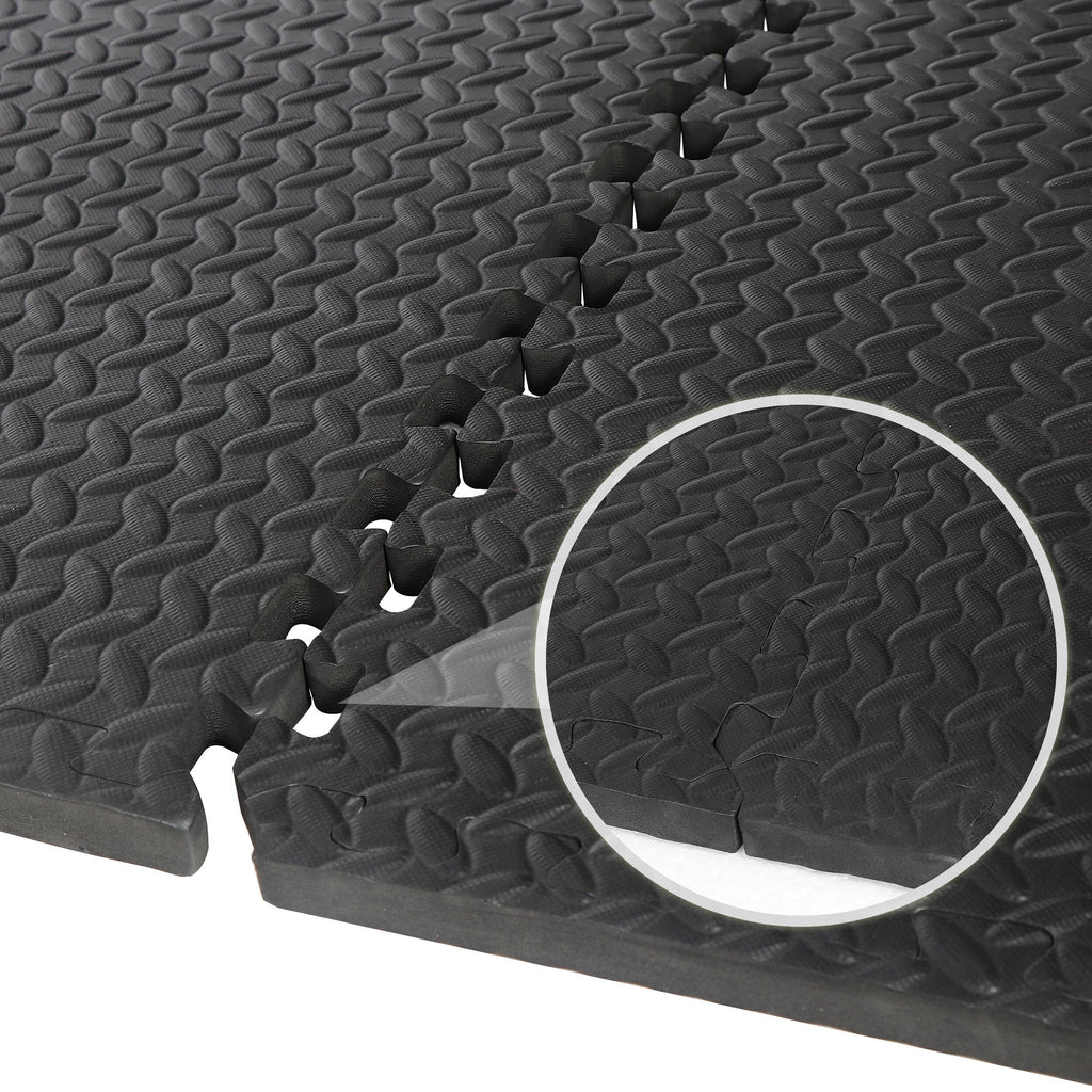 ZenSports 24PCS InterlocEVA Foam Tiles, Puzzle Exercise Mat, 3/4閳ユ瑢 Extra Thickness 閳 Home Gym Equipment Cushion for Workouts Protective Flooring 96 Sqft. Black