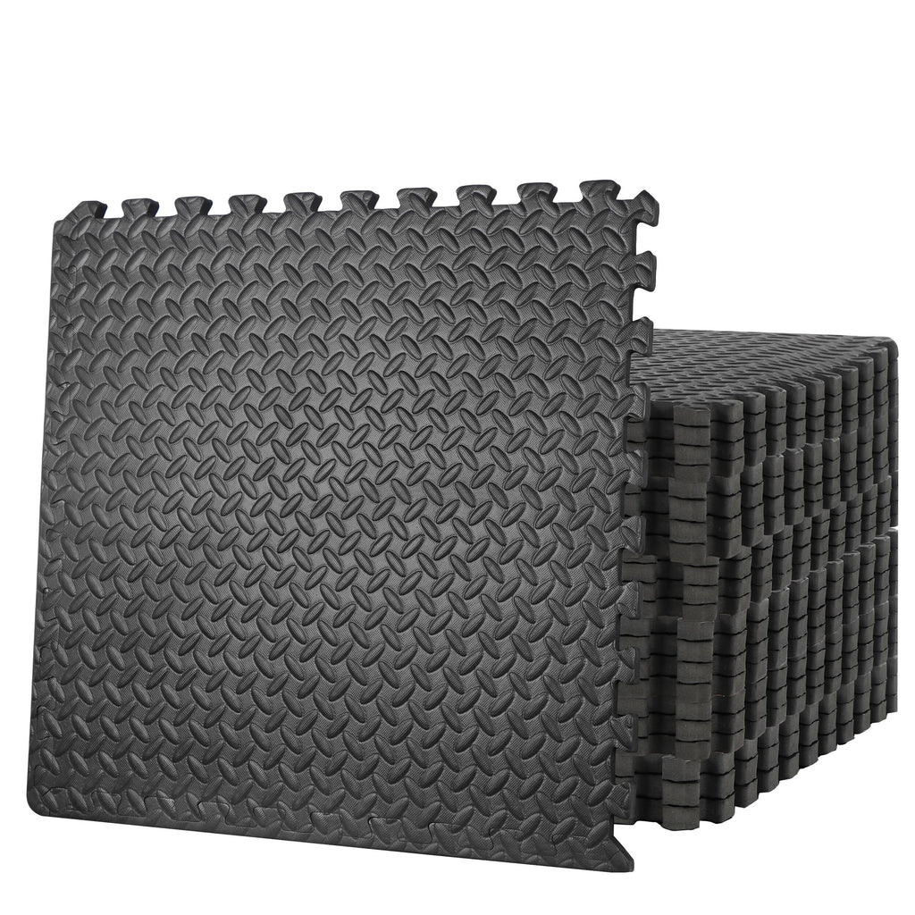 ZenSports 24PCS InterlocEVA Foam Tiles, Puzzle Exercise Mat, 3/4閳ユ瑢 Extra Thickness 閳 Home Gym Equipment Cushion for Workouts Protective Flooring 96 Sqft. Black
