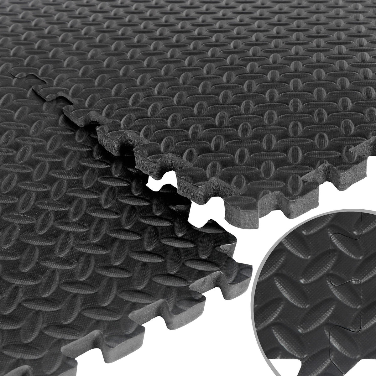 ZenSports 24PCS InterlocEVA Foam Tiles, Puzzle Exercise Mat, 3/4閳ユ瑢 Extra Thickness 閳 Home Gym Equipment Cushion for Workouts Protective Flooring 96 Sqft. Black