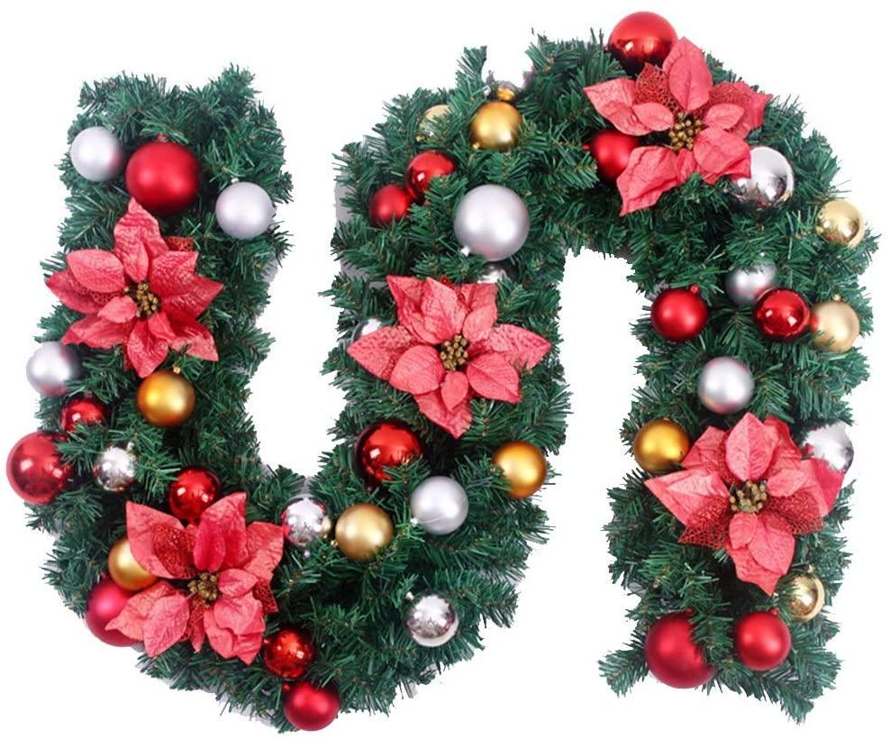 YANXIAOPING Artificial Christmas Wreath， Flower Ball Decorated  with 2.7m，Pre-Christmas Hotel Decoration (Size : 5pack)