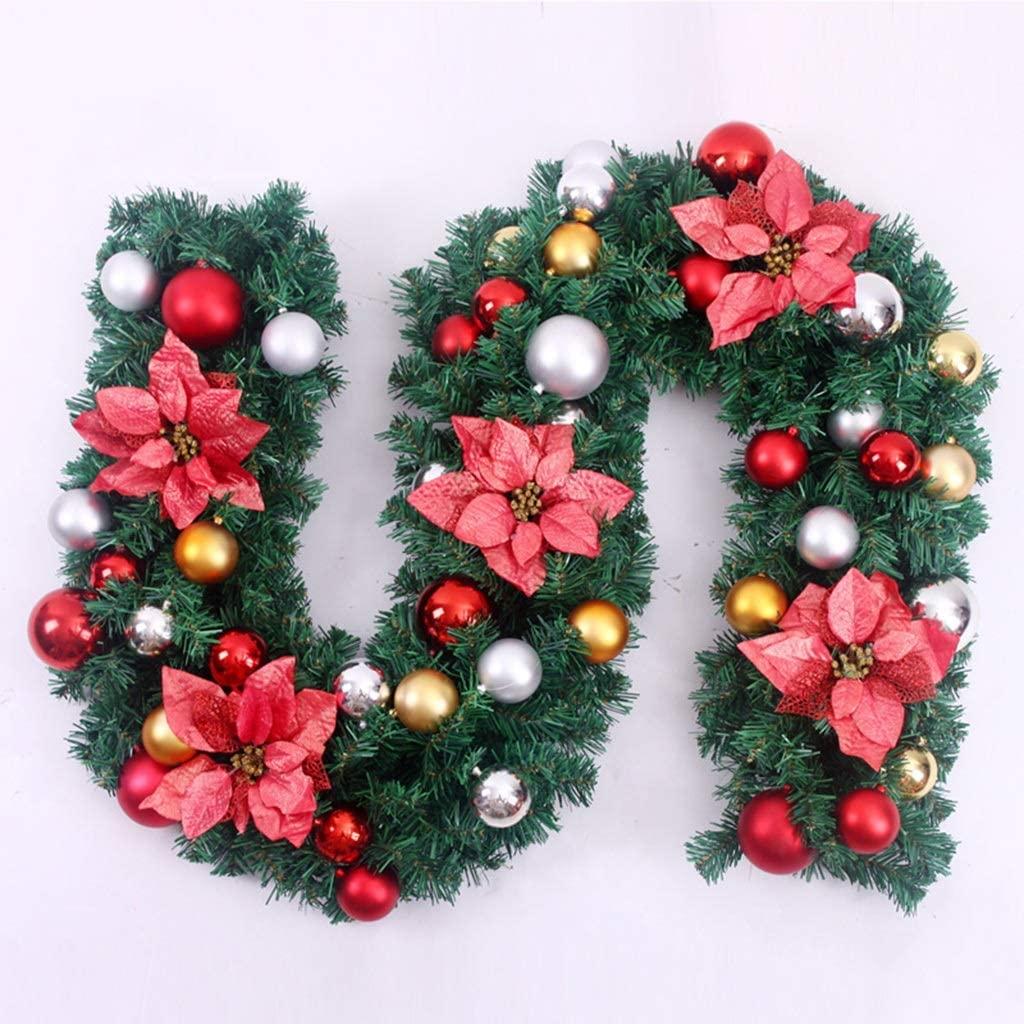 YANXIAOPING Artificial Christmas Wreath， Flower Ball Decorated  with 2.7m，Pre-Christmas Hotel Decoration (Size : 5pack)