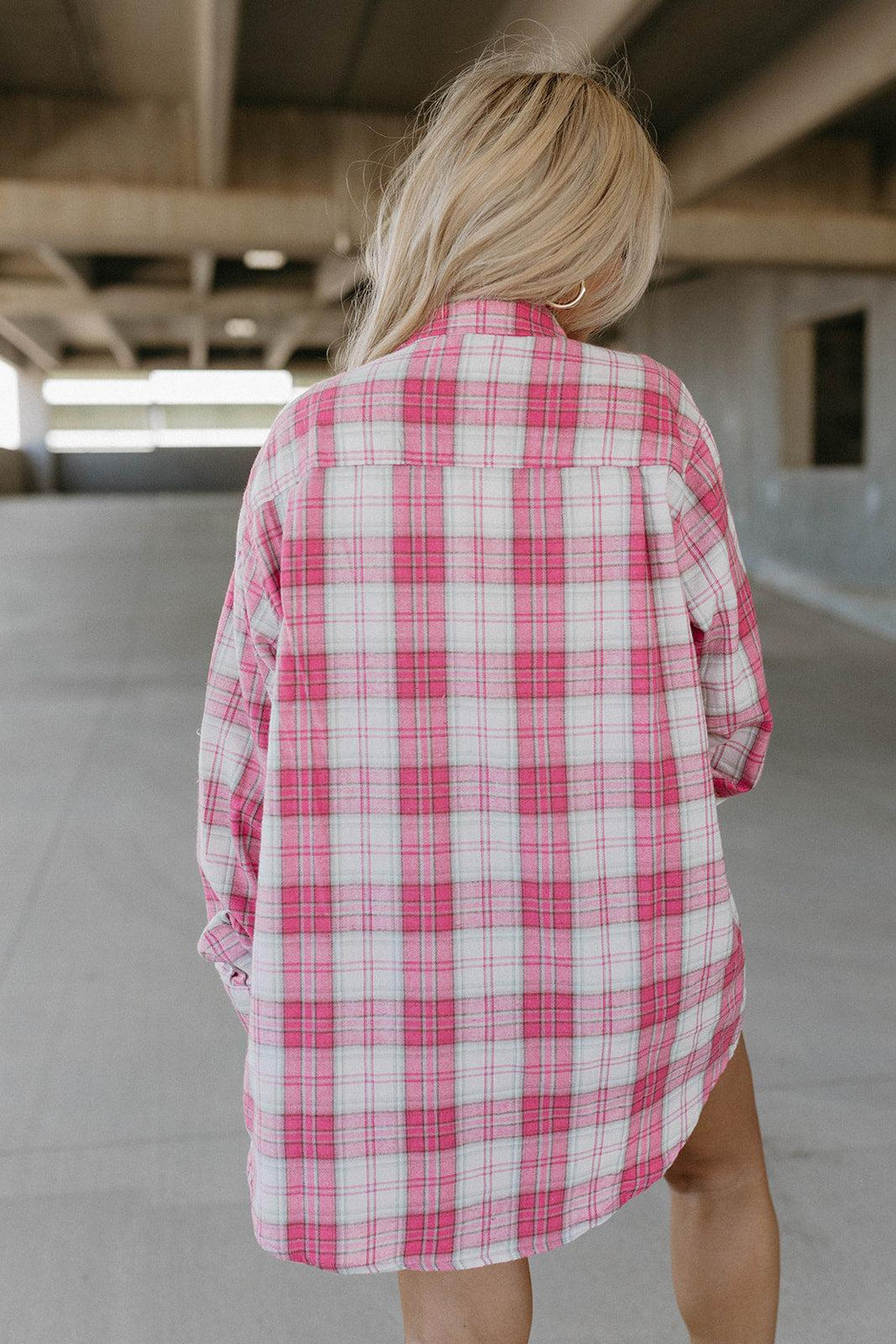 love oversized flannel - candy pink