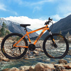 SOCOOL Mens Mountain Bike, Front Suspension, 21-Speed, 26-Inch Wheels, Aluminum Frame (Orange/Black)