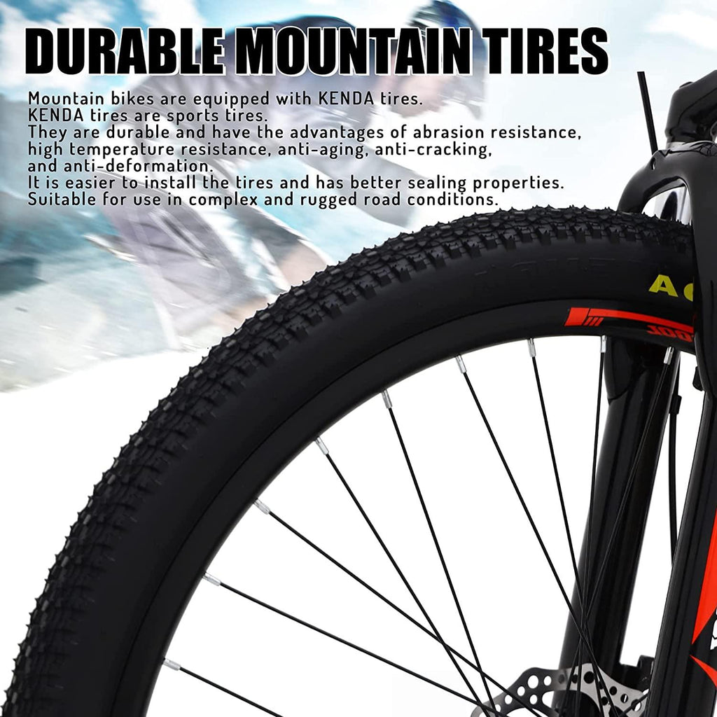 SOCOOL Mens Mountain Bike, Front Suspension, 21-Speed, 26-Inch Wheels, Aluminum Frame (Orange/Black)