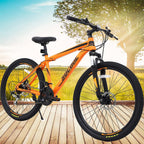 SOCOOL Mens Mountain Bike, Front Suspension, 21-Speed, 26-Inch Wheels, Aluminum Frame (Orange/Black)