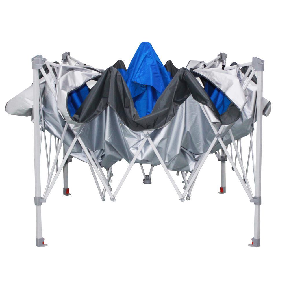 12 ft. x 12 ft. Blue Mega Shade Pop-Up Canopy with Grey Trim