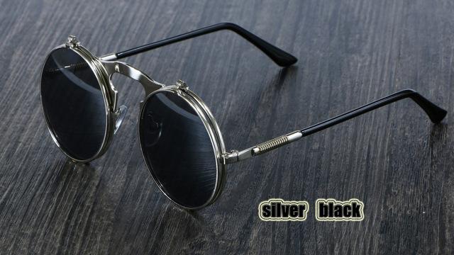 Steampunk Round Metal Double Metal Sunglasses