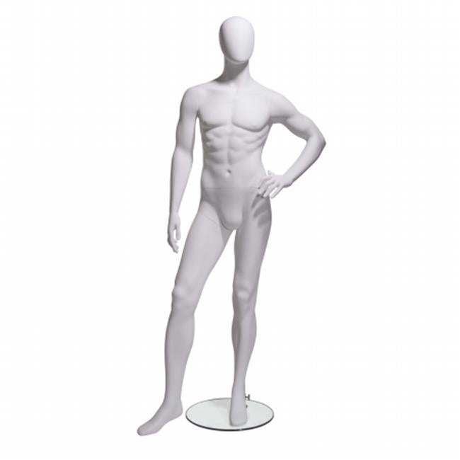 Male Mannequin - Oval Head, Left Hand On Hip, Left Leg Slightly Forward