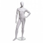 Male Mannequin - Oval Head, Left Hand On Hip, Left Leg Slightly Forward