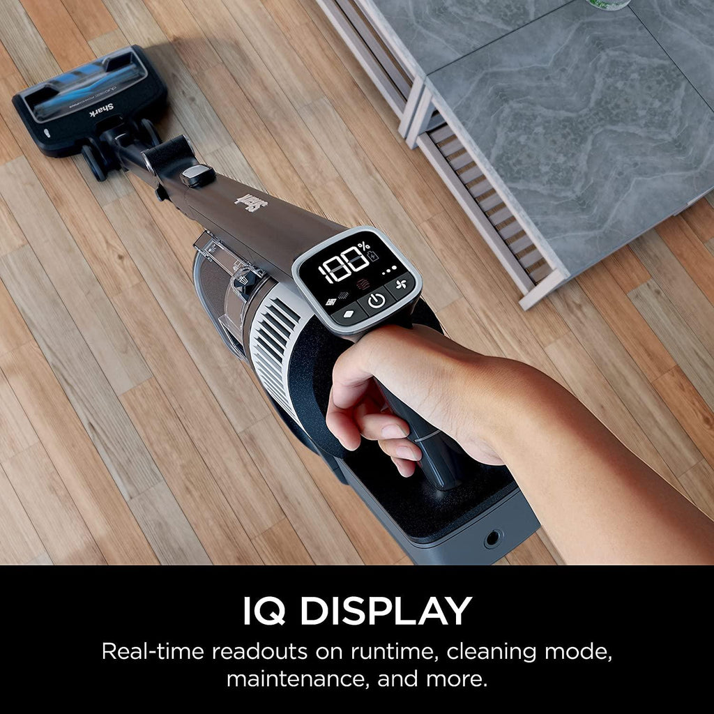 Shark IZ682H Vertex Pro Cordless Stick Vacuum with IQ Display, DuoClean PowerFins &amp; MultiFLEX, Extra Battery, Crevice Tool, Pet Multi-Tool &amp; Anti-Allergen Dusting Brush, 120min Runtime, Black