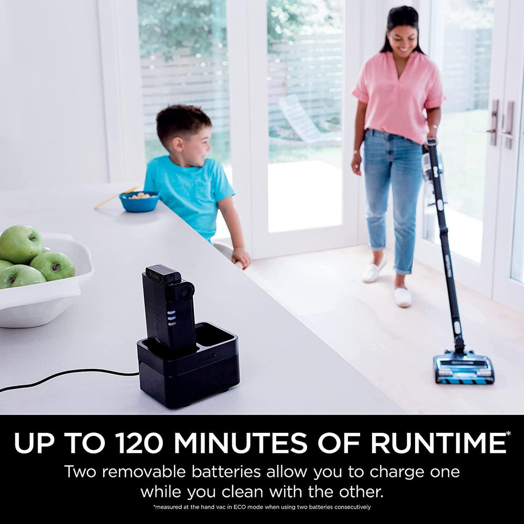 Shark IZ682H Vertex Pro Cordless Stick Vacuum with IQ Display, DuoClean PowerFins &amp; MultiFLEX, Extra Battery, Crevice Tool, Pet Multi-Tool &amp; Anti-Allergen Dusting Brush, 120min Runtime, Black