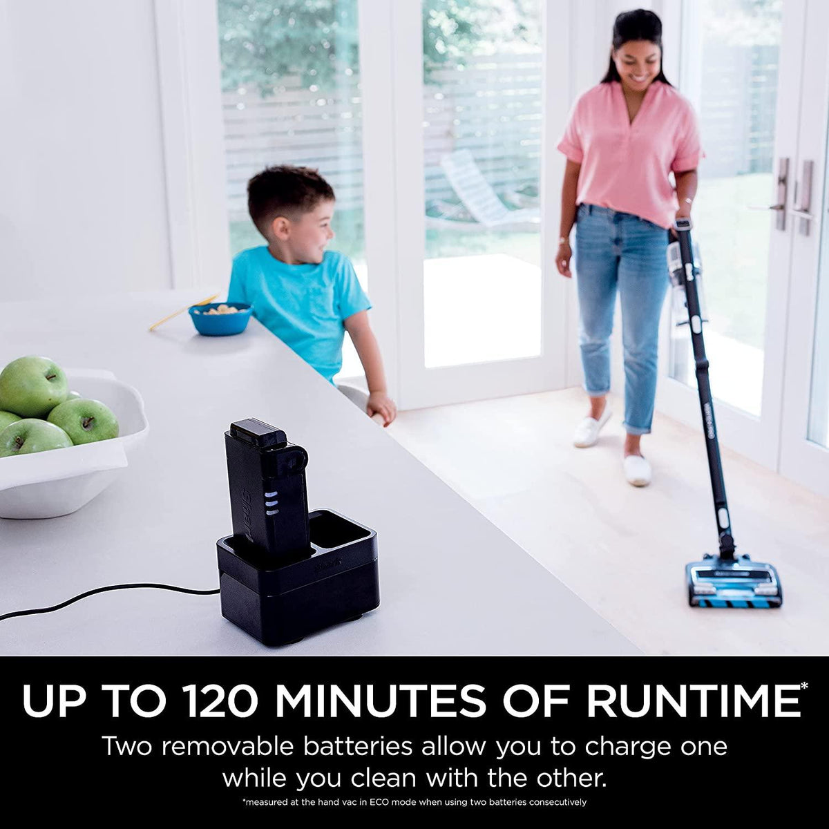 Shark IZ682H Vertex Pro Cordless Stick Vacuum with IQ Display, DuoClean PowerFins &amp; MultiFLEX, Extra Battery, Crevice Tool, Pet Multi-Tool &amp; Anti-Allergen Dusting Brush, 120min Runtime, Black