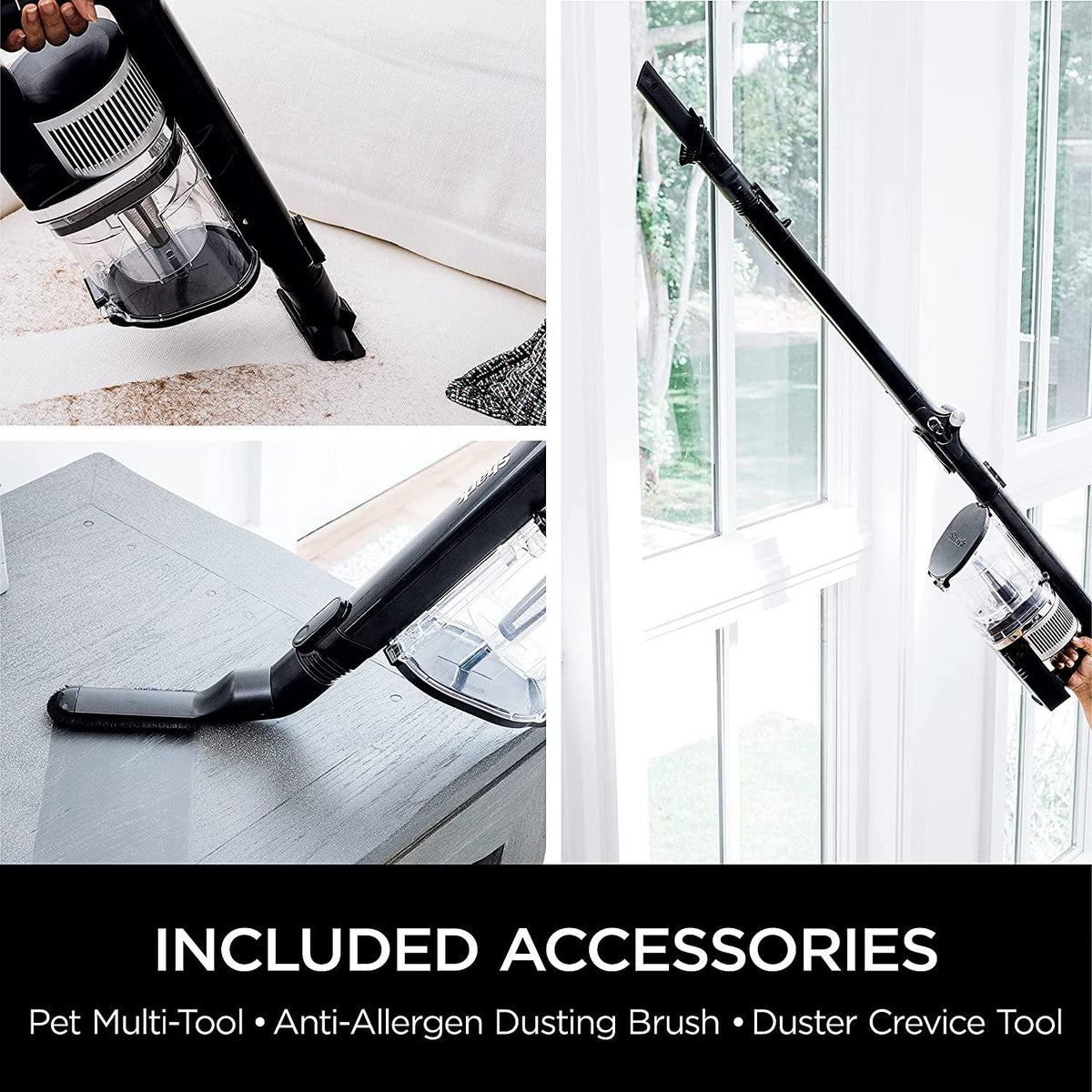 Shark IZ682H Vertex Pro Cordless Stick Vacuum with IQ Display, DuoClean PowerFins &amp; MultiFLEX, Extra Battery, Crevice Tool, Pet Multi-Tool &amp; Anti-Allergen Dusting Brush, 120min Runtime, Black