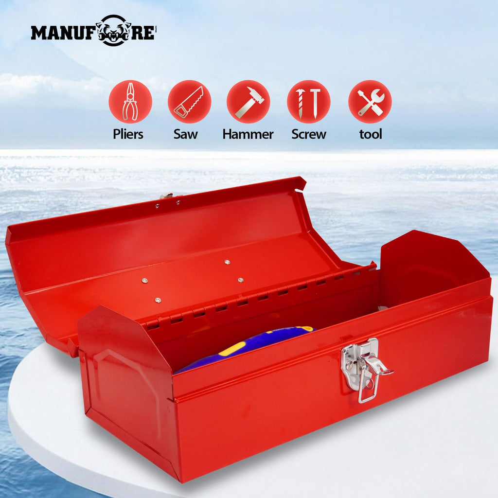14" Metal Tool Box with Carry Handle for hold Common Tools | Easy to Carry, Nicely Finished and Sturdy Paint, Against Dents, Can hold Common Small Tools Such as Pliers, Hammers