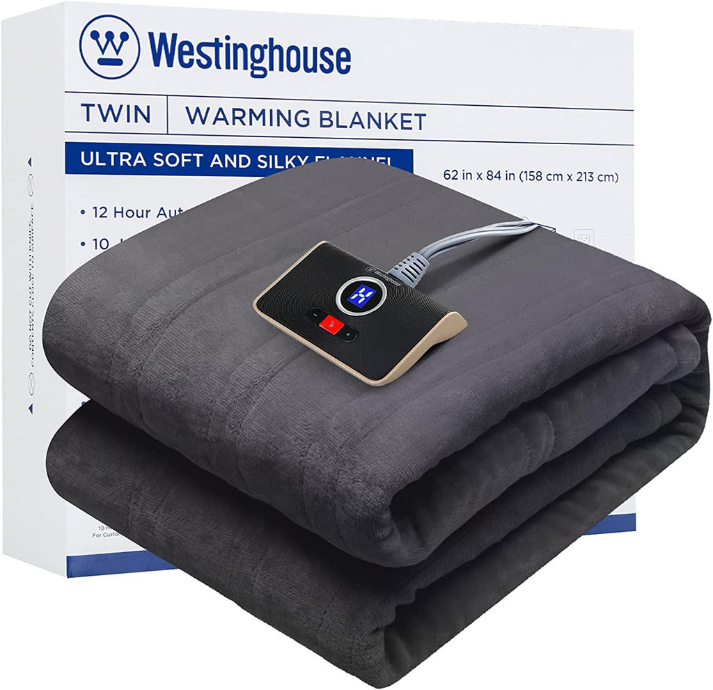 Heated Blanket, Electric Throw Blanket with 10 Heating Levels, 12 Hours Auto Off, Overheat Protection, Machine Washable, Flannel (Twin, 62x84 Inches, Charcoal)