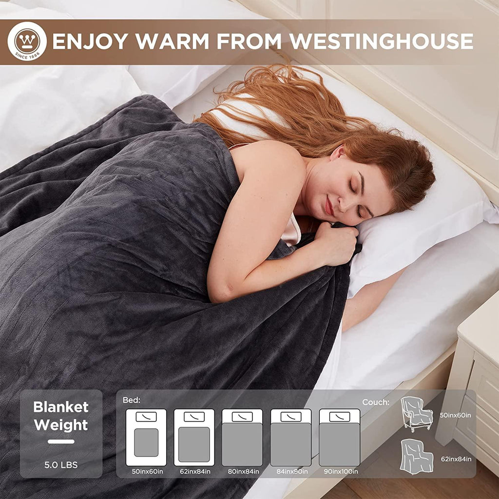 Heated Blanket, Electric Throw Blanket with 10 Heating Levels, 12 Hours Auto Off, Overheat Protection, Machine Washable, Flannel (Twin, 62x84 Inches, Charcoal)