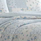 Laura Ashley Home | Kenna Collection | Luxury Premium Ultra Soft Quilt Coverlet, Comfortable 3 Piece Bedding Set, All Season Stylish Bedspread, Full/Queen, Cornflower