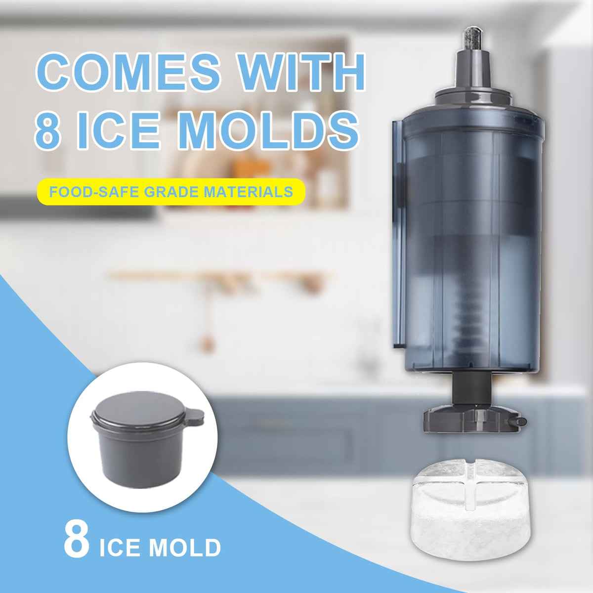 Ice Cream Maker & Shaved Ice Attachment for Kitchen aid Mixer,  Accessories Set Includes Shaved Ice Machine with 8 Ice Molds and Ice Cream Gelato Maker for 4.5 Qt & Larger Stand Mixers