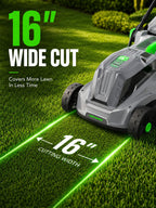 40V Cordless Lawn Mower, 16-Inch Brushless Electric Push Mower with 4.0Ah Battery &amp; Charger, 2-in-1 Mulching and Bagging, 5-Position Height Adjustment, Lightweight Foldable , Viridian