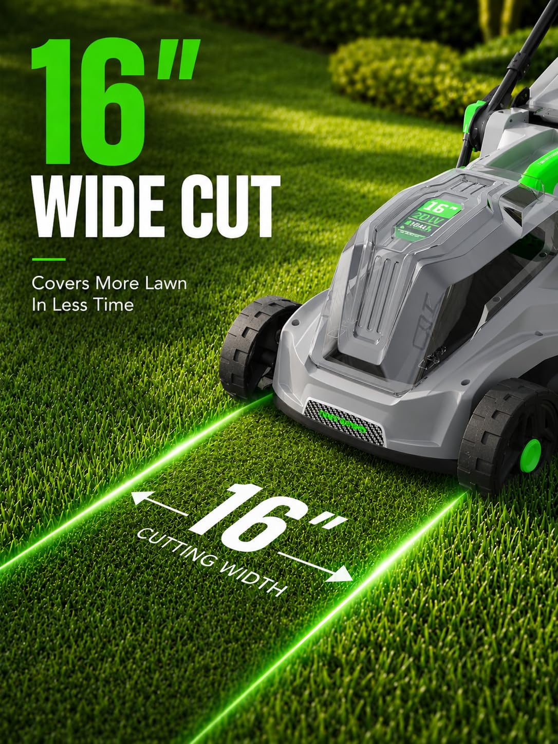 40V Cordless Lawn Mower, 16-Inch Brushless Electric Push Mower with 4.0Ah Battery &amp; Charger, 2-in-1 Mulching and Bagging, 5-Position Height Adjustment, Lightweight Foldable , Viridian