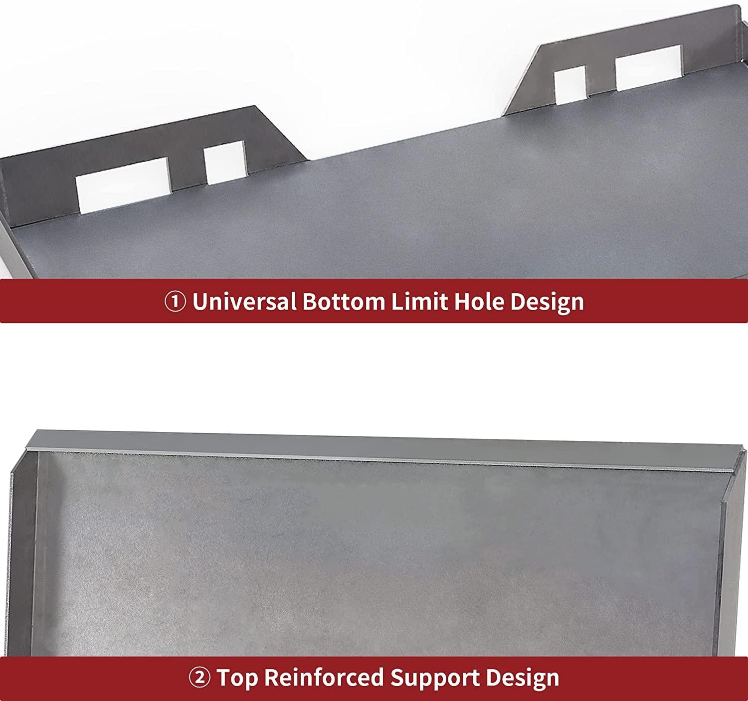 yitamotor 1/2'' universal quick attach mount plate with bottom connector holes &amp; reinforced top bar, compatible with kubota and bobcat skid steers and tractors
