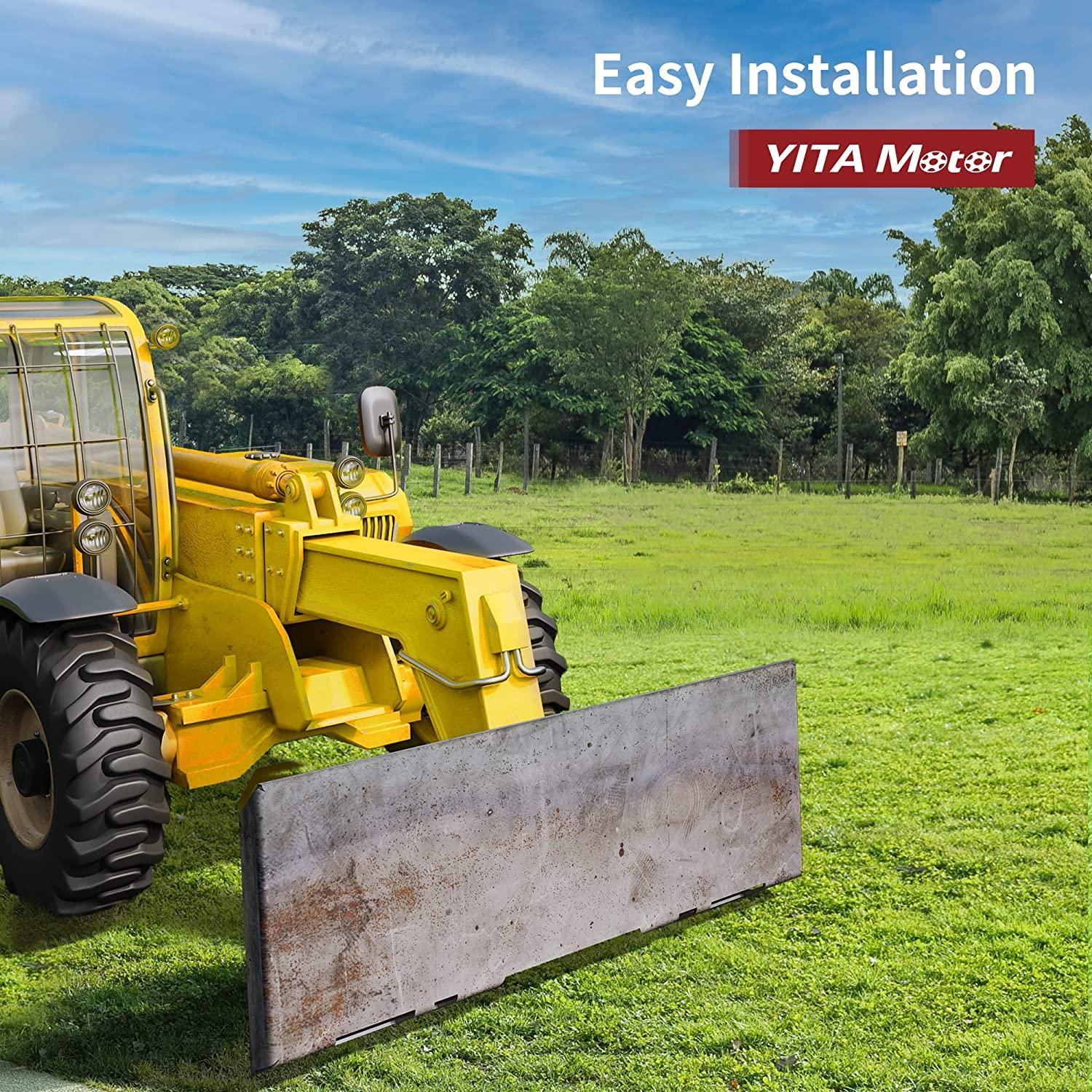 yitamotor 1/2'' universal quick attach mount plate with bottom connector holes &amp; reinforced top bar, compatible with kubota and bobcat skid steers and tractors