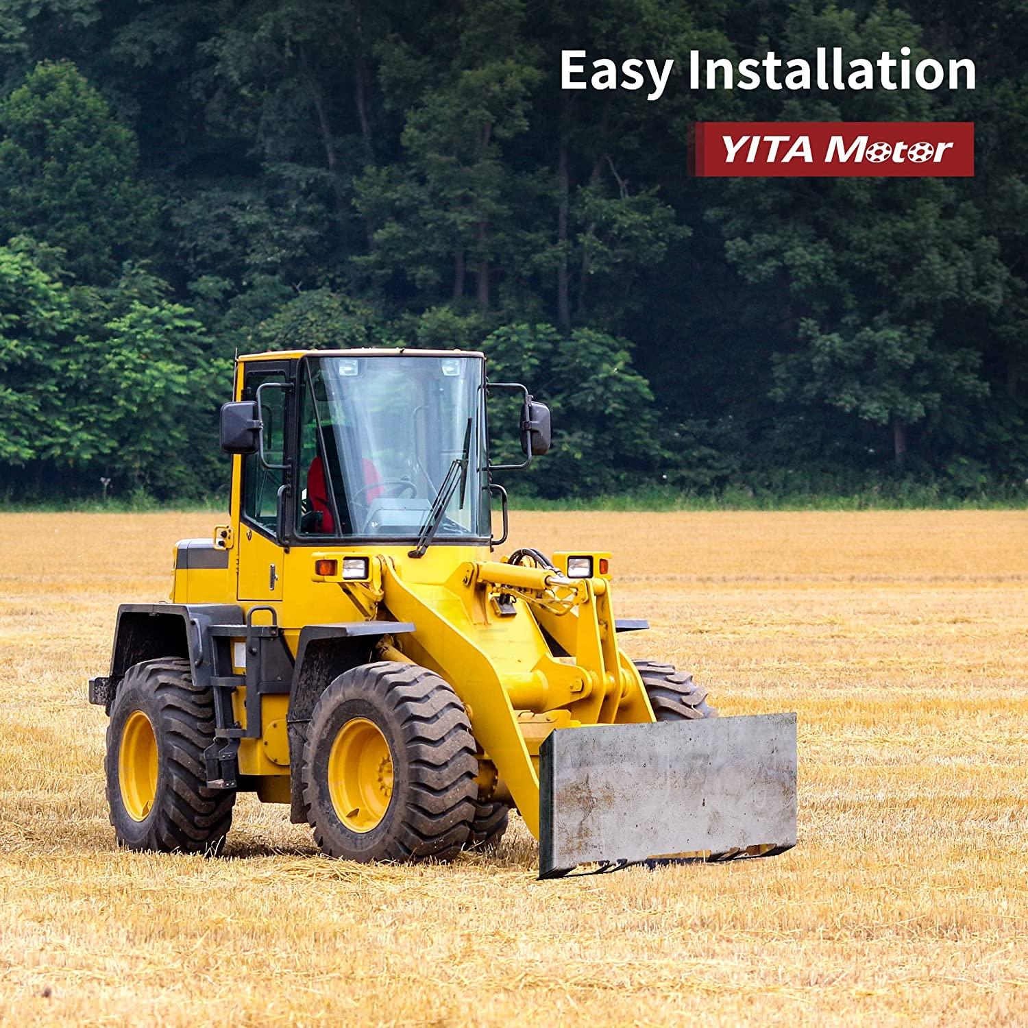 yitamotor 1/2'' universal quick attach mount plate with bottom connector holes &amp; reinforced top bar, compatible with kubota and bobcat skid steers and tractors