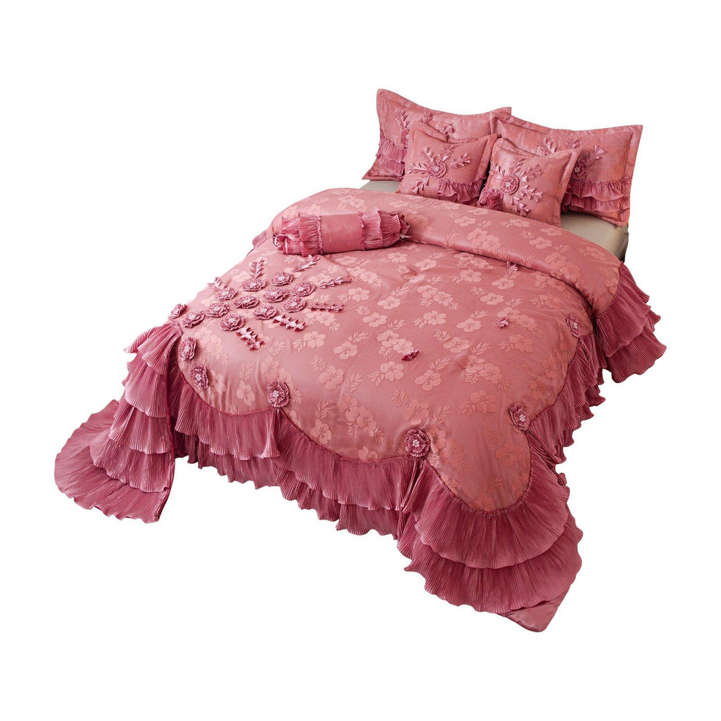 Royal Dreams Ruffle Faux Satin Comforter Set by Tache Home Fashion