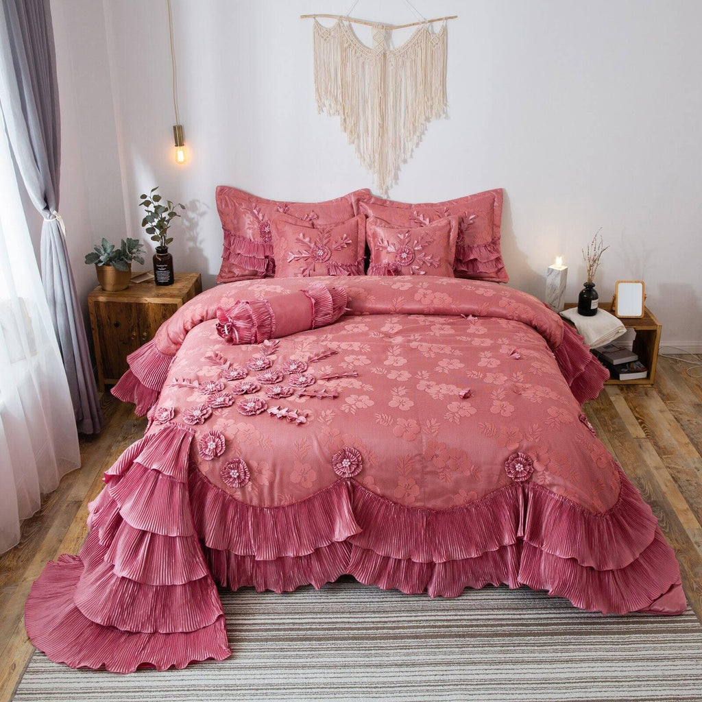 Royal Dreams Ruffle Faux Satin Comforter Set by Tache Home Fashion