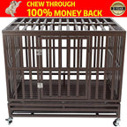 HAIPET Your Pet Nanny 38'' Heavy Duty Dog Crate CaKennel and Playpen Steel Strong Metal for Medium and LarDogs with Patent Lock and Four Lockable Wheels, Black