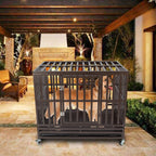 HAIPET Your Pet Nanny 38'' Heavy Duty Dog Crate CaKennel and Playpen Steel Strong Metal for Medium and LarDogs with Patent Lock and Four Lockable Wheels, Black