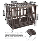 HAIPET Your Pet Nanny 38'' Heavy Duty Dog Crate CaKennel and Playpen Steel Strong Metal for Medium and LarDogs with Patent Lock and Four Lockable Wheels, Black