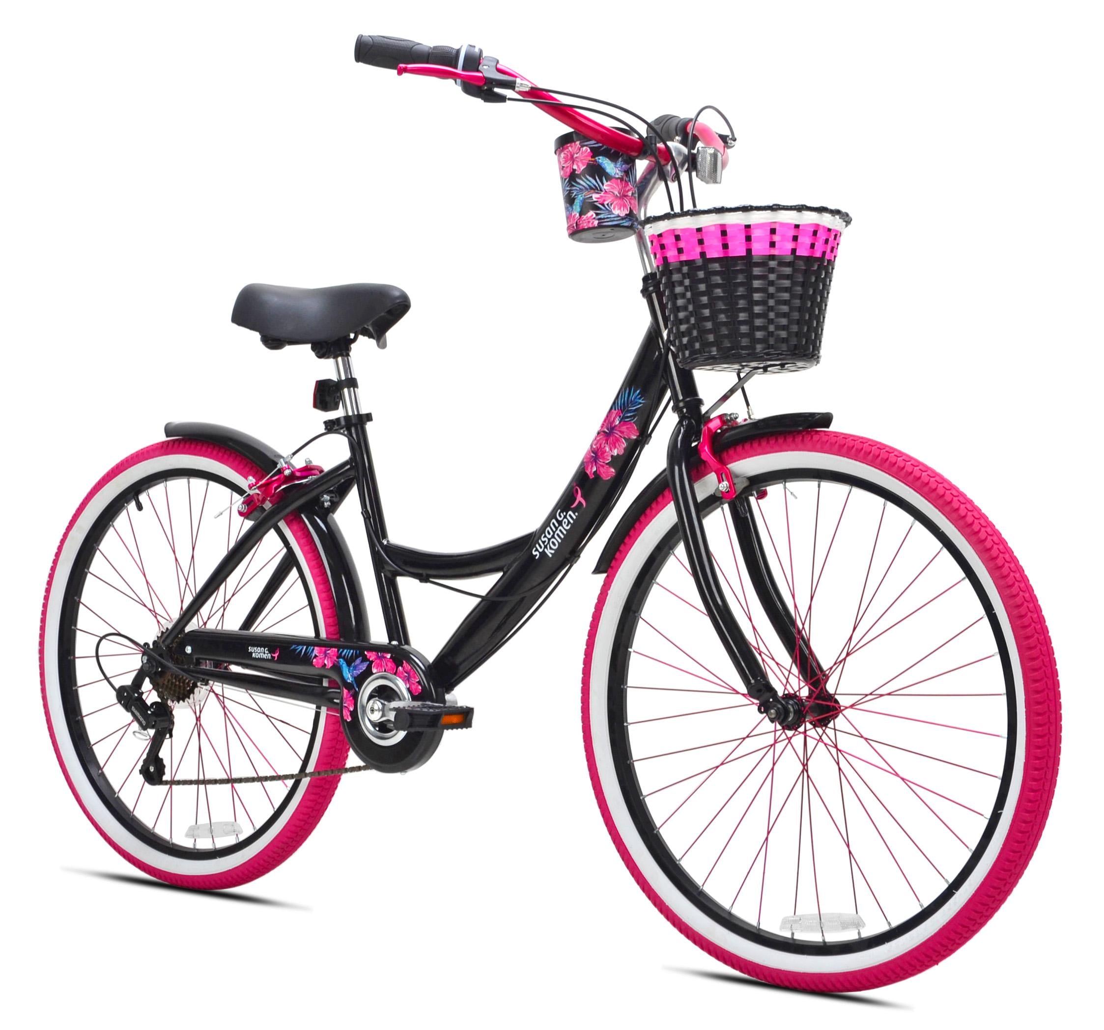 Susan G Komen 26" Women's Cruiser Bike, Black/Pink