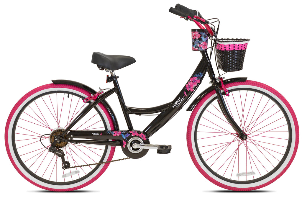 Susan G Komen 26" Women's Cruiser Bike, Black/Pink