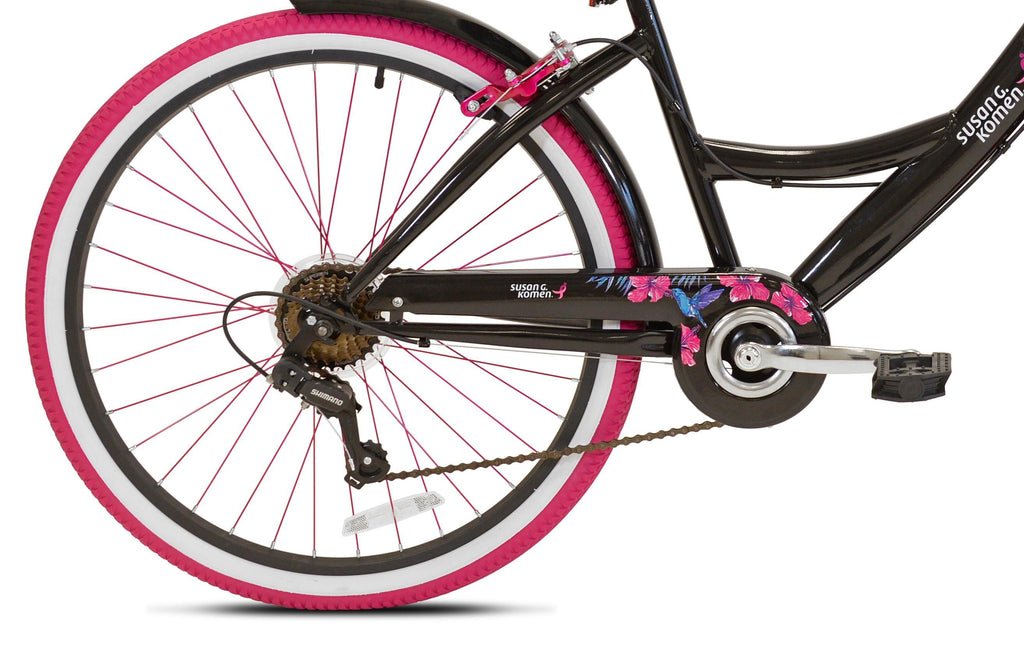 Susan G Komen 26" Women's Cruiser Bike, Black/Pink